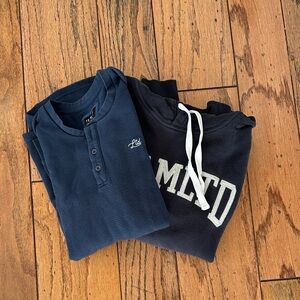 Navy Long-Sleeve Henley & Navy Hoodie Set